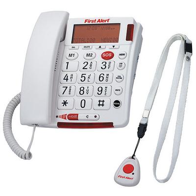 FIRST ALERT SFA3800 Telephone,Curly Cord,White,Wall