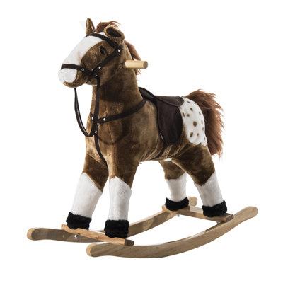 Qaba Plush Pony Rocking Horse in Brown, Size 26.75 H x 11.0 W in | Wayfair 54-0003