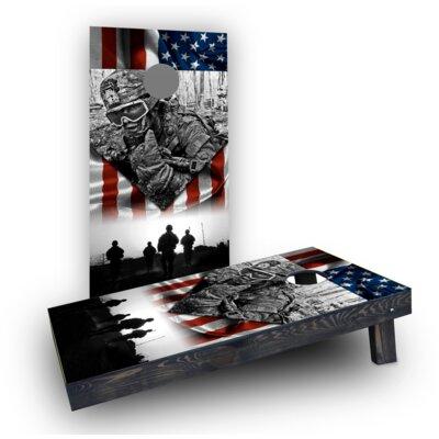 Custom Cornhole Boards US Army Cornhole Game Manufactured Wood in Brown, Size 48.0 H x 24.0 W x 4.0 D in | Wayfair CCB28-2x4-AW-RH