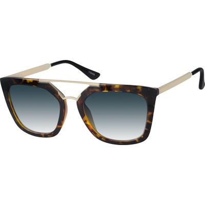 Zenni Women's Boho Aviator Rx Sunglasses Tortoiseshell Mixed Full Rim Frame