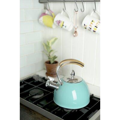 Pinky Up 2.19 qt. Whistling Stovetop Kettle Stainless Steel in Blue | 9 H x 9.25 W x 7.75 D in | Wayfair 5032