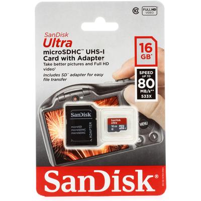 SanDisk Ultra microSDHC Card - 16GB, Class 10, UHS-I