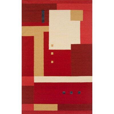 Red 96 x 60 x 0.5 in Area Rug - Continental Rug Company Nouveau Hand-Woven Area Rug Wool | 96 H x 60 W x 0.5 D in | Wayfair NU09