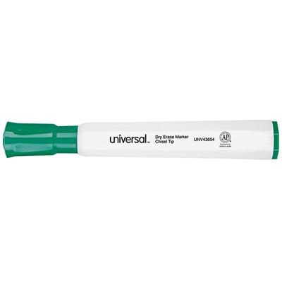 Universal UNV43654 Green Chisel Tip Desk Style Dry Erase Marker - 12/Pack