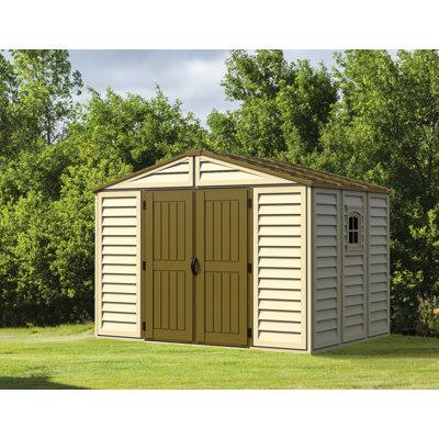 Duramax Building Products Woodbridge Plus 10.5 ft. W x 8 ft. D Plastic Storage Shed in Brown | 91.8 H x 127.9 W x 97.2 D in | Wayfair 40214
