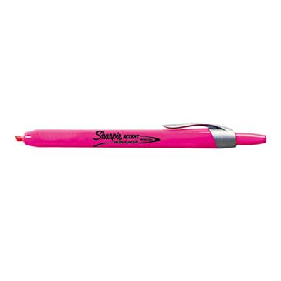 Sharpie 28029 Accent Fluorescent Pink Chisel Tip Retractable Pen Style Highlighter - 12/Pack