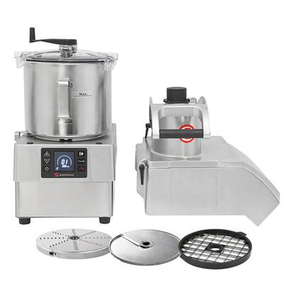 Sammic CK-38V Dice Variable-Speed Combination Food Processor with 8.5 Qt. Stainless Steel Bowl, Continuous Feed & 3 Discs - 3 hp