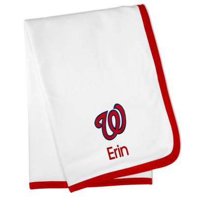 White Washington Nationals Personalized Baby Blanket