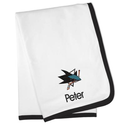 White San Jose Sharks Personalized Baby Blanket
