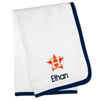 White Houston Astros Personalized Baby Blanket