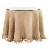 Essential Skirted Side Table - Fringed Natural Burlap, 30