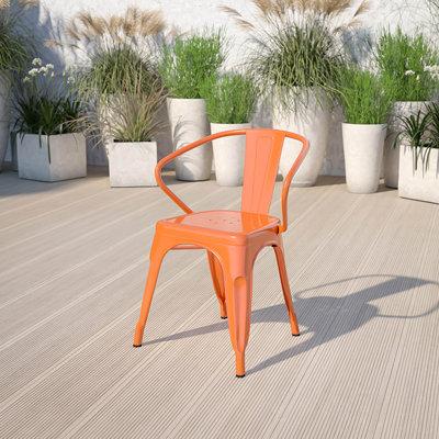 Offex Dining Chair Metal in Orange, Size 27.75 H x 21.5 W x 19.0 D in | Wayfair OF-CH-31270-OR-GG