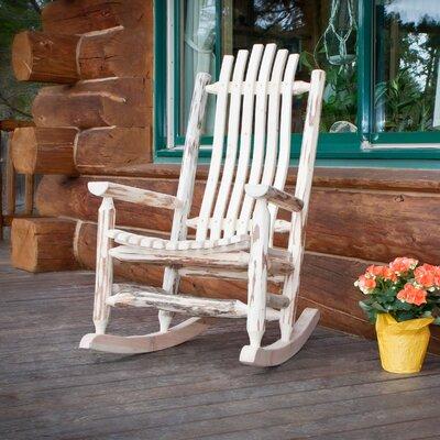 Loon Peak® Montana Collection Lodge Pole Pine Adult Log Rocking Chair Wood/Solid Wood in White | 44 H x 27 W x 33 D in | Wayfair LNPK7536 39269541