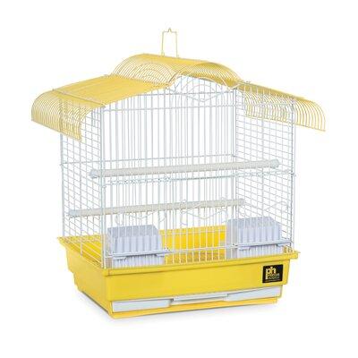 Tucker Murphy Pet™ Chaky Bird Cage w/ Removable Tray Steel in Gray/White/Yellow, Size 16.0 H x 11.0 W x 13.5 D in | Wayfair