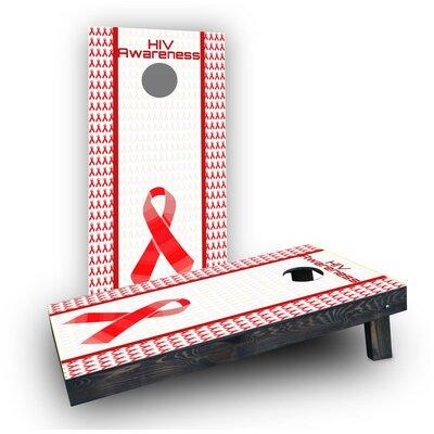 Custom Cornhole Boards HIV Awareness Cornhole Boards Solid Wood in Brown/Red/White | 24 W x 48 D in | Wayfair CCB1146-C-RH