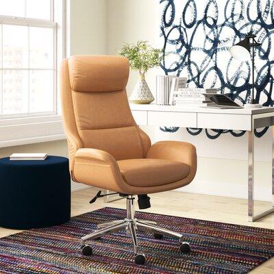 Corrigan Studio® Harkness Faux Leather Executive Chair Upholstered in White/Brown, Size 43.7 H x 28.15 W x 27.36 D in | Wayfair