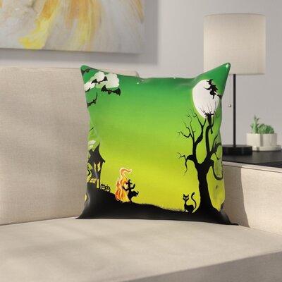 East Urban Home Halloween Decor Dancing Witch Square Pillow Cover Polyester | 16 H x 16 W x 2 D in | Wayfair ETHE1725 44279790