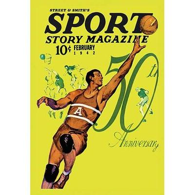 Buyenlarge 'Sport Story Magazine: 50th Anniversary' Vintage Advertisement in Black/Brown/Yellow | 30 H x 20 W x 1.5 D in | Wayfair
