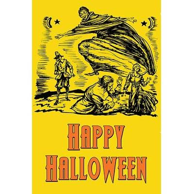 Buyenlarge 'Happy Halloween' Vintage Advertisement in Black/Orange/Yellow | 30 H x 20 W x 1.5 D in | Wayfair 0-587-21574-7C2030