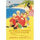 Buyenlarge 'Les Maisons d'Enfants de la Cote D'Azur' by Beatrice Mallet Vintage Advertisement in Blue/Red/Yellow | 42 H x 28 W x 1.5 D in | Wayfair