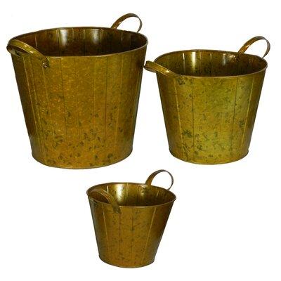 Gracie Oaks Lewellyn Round 3-Piece Metal Pot Planter Set Metal | 7.9 H x 10 W x 10 D in | Wayfair F868DF836EB0418089E0CE5A44D5DAF6