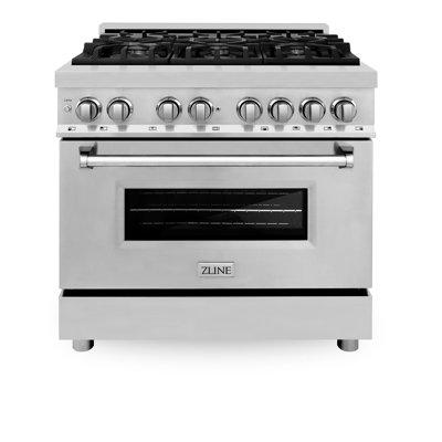 ZLINE 36" 4.6 cu. ft. Dual Fuel Range w/ Gas Stove & Electric Oven, Stainless Steel in White | 36 H x 36 W x 28 D in | Wayfair RA36