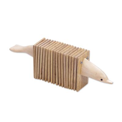 'Handmade Wood Dolphin Shaped Clacker Musical Instrument'