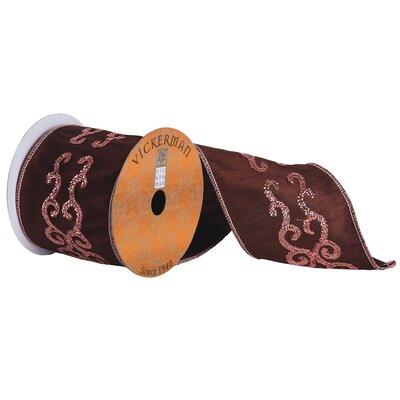 The Holiday Aisle® Damask Sequin Ribbon Fabric in Brown | 0.2 H x 4 W x 360 D in | Wayfair 42EFCDAC914844A6B9625B48371B7B4F