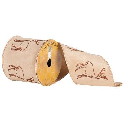The Holiday Aisle® Embroidered Reindeer White Ribbon Fabric in Brown | 0.2 H x 4 W x 360 D in | Wayfair EE032C8A52A54073A4112B1F93562BA4