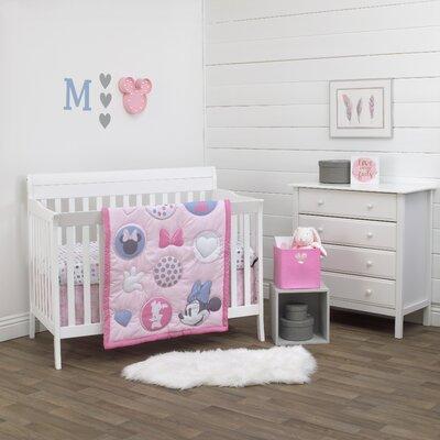 Disney Minnie Mouse Pretty 3 Piece Crib Bedding Set Polyester in Indigo | 33 W in | Wayfair 4372076