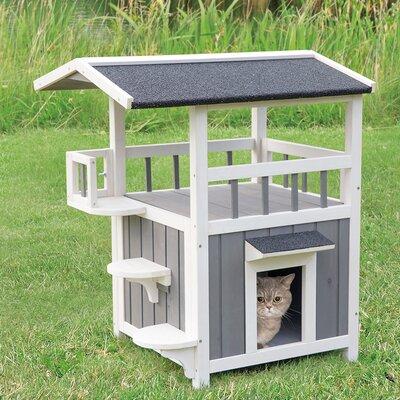 Archie & Oscar™ Gatsby Portable Outdoor Cat House Solid Wood in Brown/Gray/White | 25 H x 21.5 W in | Wayfair 83333B9F5AD245EFA2B5C58C596C7A01