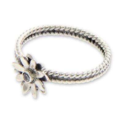 'April Daisy' - Cubic Zirconia and Sterling Silver Flower Ring