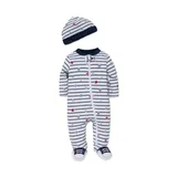 Little Me Baby Boys Sports Star Footie And Hat Set, Navy, 9 Months