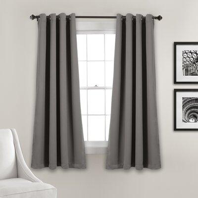 Everly Quinn Ketterman Solid Blackout Thermal Grommet Curtain Panels Polyester in Gray | 63 H in | Wayfair 526823D201D445CA9770A82C4FABEE47