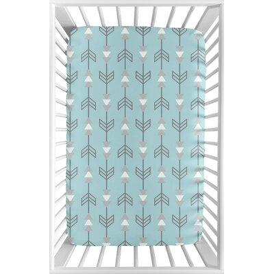 Sweet Jojo Designs Earth & Sky Arrow Print Fitted Crib Sheet in Blue | 5 H x 28 W x 52 D in | Wayfair MiniSheet-EarthSky-GY-BU-ARROW