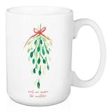 The Holiday Aisle® Meet Me Under The Mistletoe Coffee Mug Ceramic in Brown/Green/Red | 4.62 H in | Wayfair THDA5466 42770955
