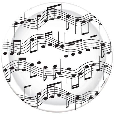 The Party Aisle™ Music Notes Paper Dessert Plate in Black/White | 9
