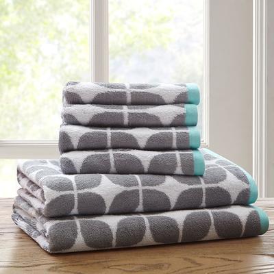 Intelligent Design Lita 6 Piece Cotton Jacquard Towel Set in Grey - Olliix ID91-523