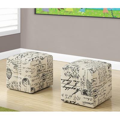 Kid's 2Pc Ottoman Set in Vintage French Fabric - Monarch Specialties I-8162