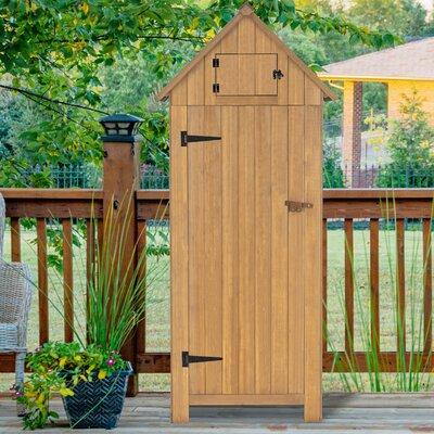 MCombo Garden 70.5" H x 25.6" W x 18.1" D Solid Wood Tool Shed in Brown, Size 70.5 H x 25.6 W x 18.1 D in | Wayfair 6056-0770