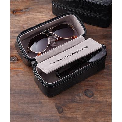 Personal Creations Sunglass Cases - Black Leather Personalized Glasses Case