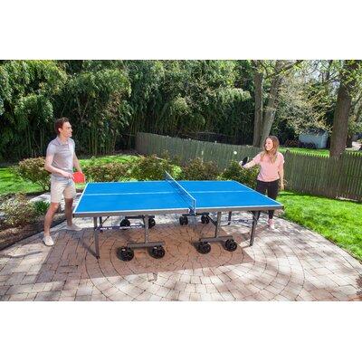 Joola USA JOOLA NOVA - Outdoor Table Tennis Table w/ Waterproof Net Set - Quick Assembly Aluminum/Steel Legs/Metal in Blue/Gray | Wayfair 11577