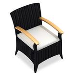 Beachcrest Home™ Laramie Teak Patio Dining Chair w/ Cushion, Wicker | 33 H x 22.75 W x 24.75 D in | Wayfair BE75960E9EBD4915AA29C7749A29C8B3