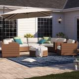Lark Manor™ Ambroselli 8 Piece Rattan Sectional Seating Group w/ Cushions Synthetic Wicker/All - Weather Wicker/Wicker/Rattan in Brown | Outdoor Furniture | Wayfair