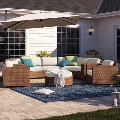 Lark Manor™ Ambroselli 8 Piece Rattan Sectional Seating Group w  Cushions Synthetic Wicker All - Weather Wicker Wicker Rattan in Brown | Outdoor Furniture | Wayfair
