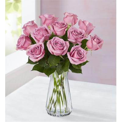 1-800-Flowers Flower Delivery Passion For Purple Roses 12 Stems W/ Clear Vase | Send The Gift Of Flowers