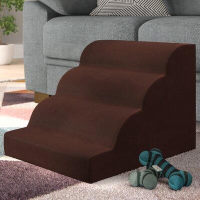 Tucker Murphy Pet™ Buffum High Density Foam Scalloped 4 Step Pet Stair, Microsuede in Brown, Size 14.0 H x 16.0 W x 20.0 D in | Wayfair