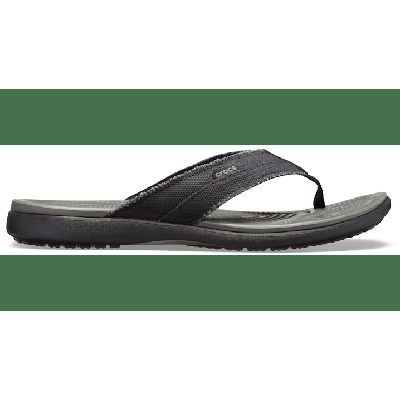 Crocs Black/Slate Grey Men’S Santa Cruz Canvas Flip Shoes