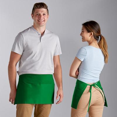 Choice Kelly Green Poly-Cotton Standard Waist Apron with 3 Pockets - 12  x 26 