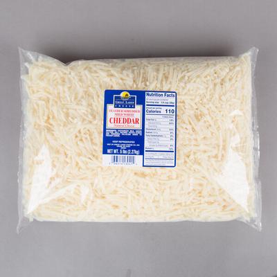 Great Lakes Cheese 5 lb. Bag Shredded Mild White Natural Cheddar Cheese - 4/Case